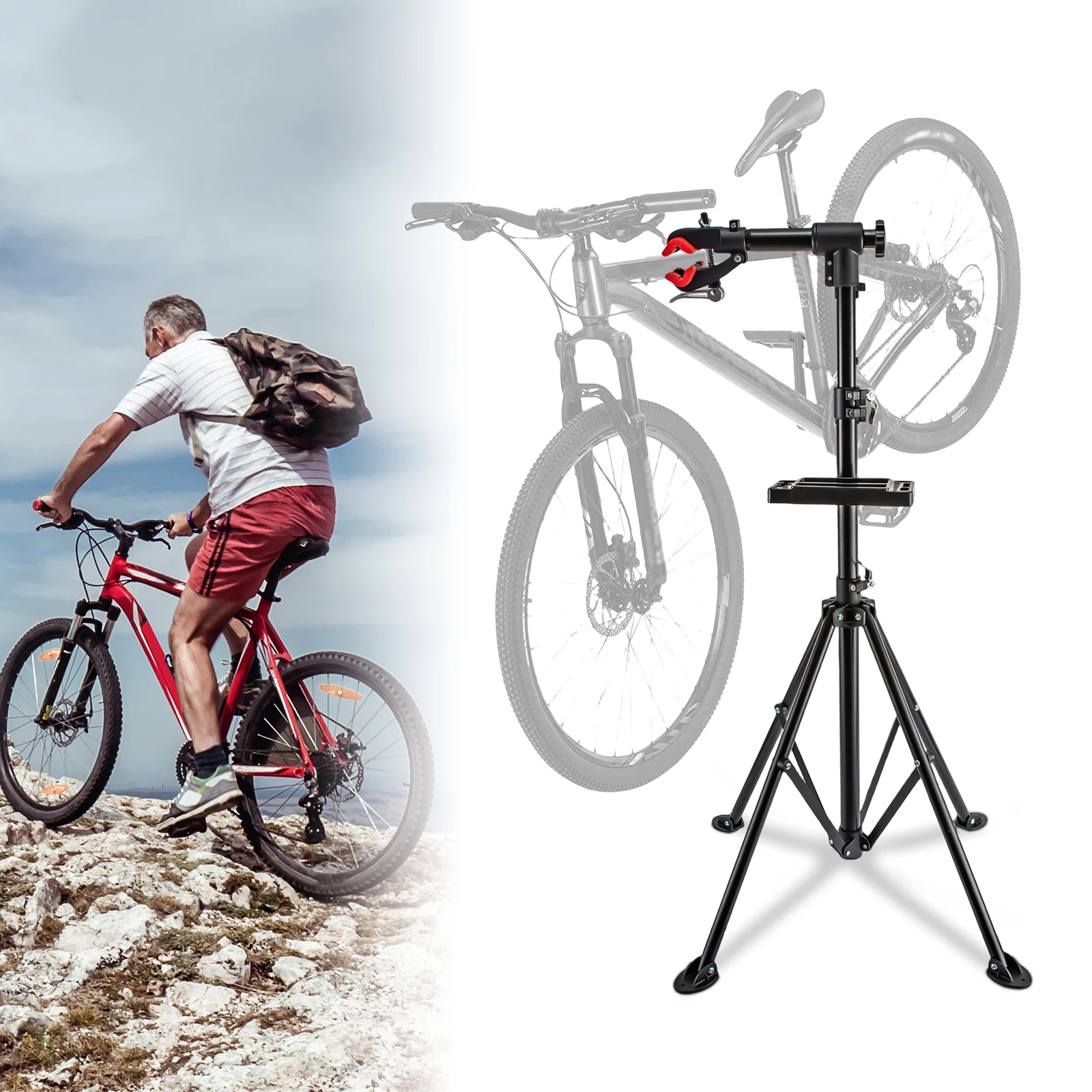 Portable Bike Iron Repair Stand Height Adjustable Maintenance Station Repair Stand Lift Stand Tool