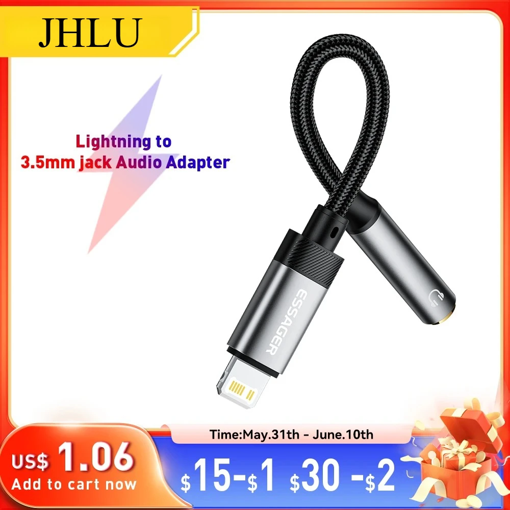 JHLU Lightning to 3.5mm jack Audio Adapter Headphone Aux Cable USB Type C to 3.5 Adapter OTG Type C For iphone Xiaomi Oneplus