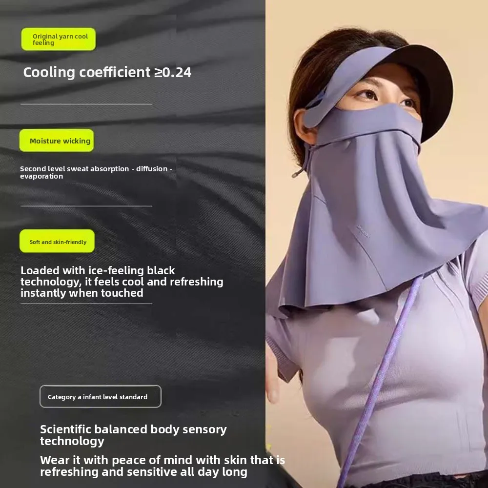 

Summer cover full face brim integrated neck protection face kini anti-ultraviolet ice silk Cycling mask sunscreen mask women's