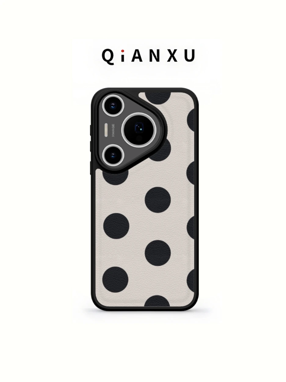 

Black Polka Dot Leather Pattern Pura70 pro Phone Case Simple High-End Style Female Model Protective for Mate60 A...