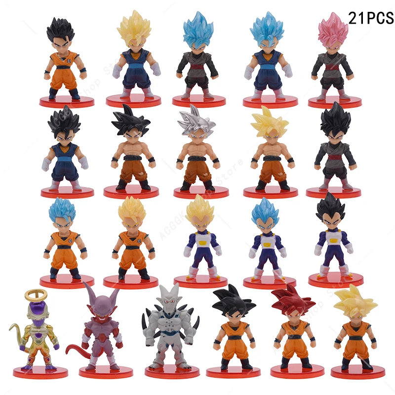 

7cm Anime Dragon Ball Gold Frieza Figure Kamehameha Son Gohan Trunks Action Figures PVC Collection Statue Comic Model Doll Toys