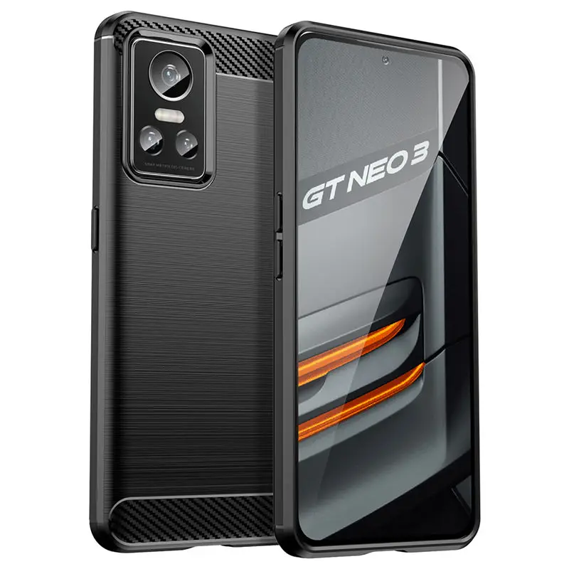 

Realme GT Neo 3 RMX3561 RMX3560 Case Carbon Fiber Silicone TPU Back Cover Soft Shockproof Case for Realme GT Neo 3 Neo3 RMX3561