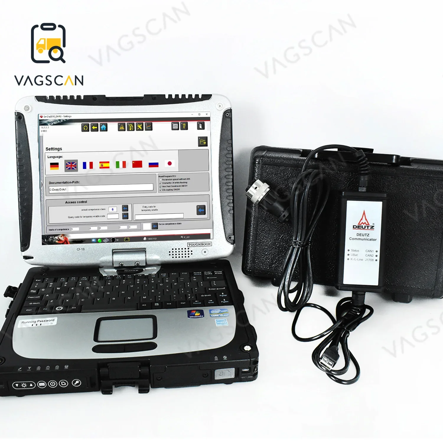 FOR DEUTZ DIAGNOSTIC KIT (DECOM) Deutz SerDia 2010 Programming Tool Dealer level scanner CF19 Laptop