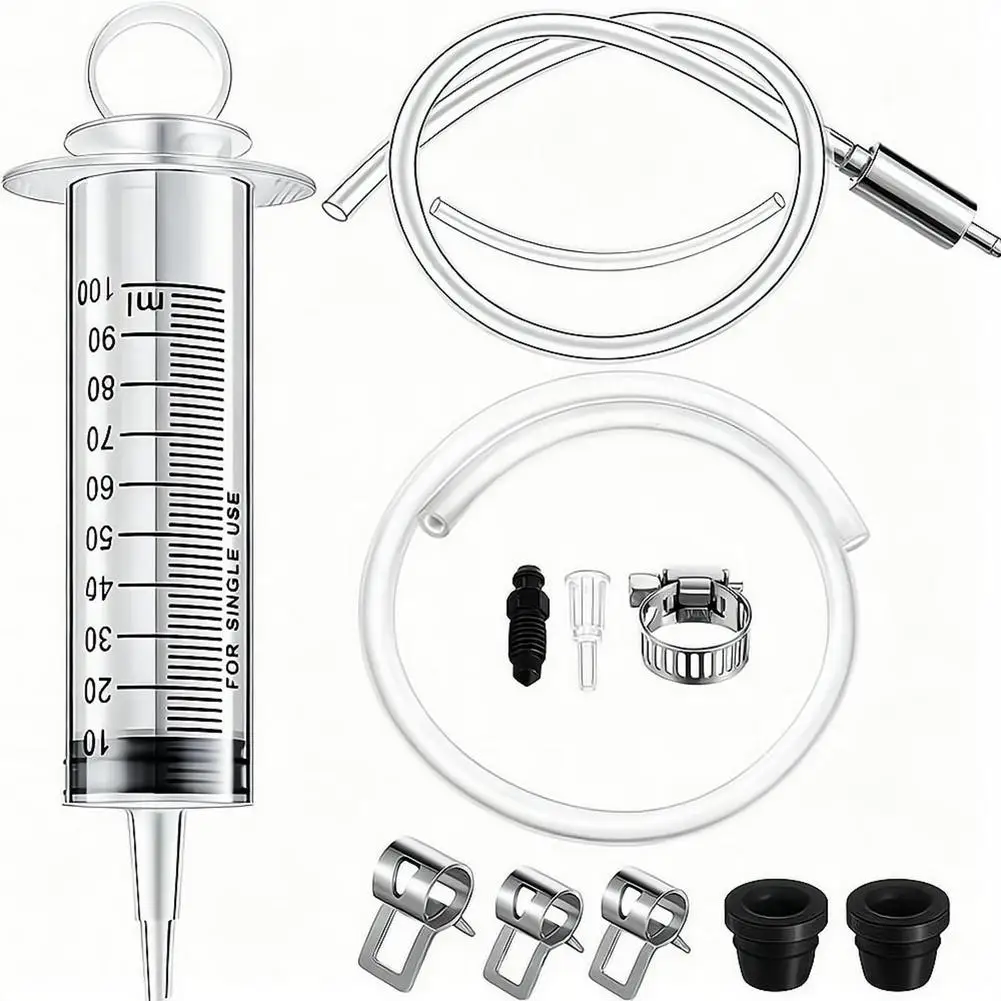 100 ml Motorrad-Hydraulikbremsen-Entlüftungsset, Spritze mit 50 cm Schlauch, universelles Entlüftungswerkzeug für Motorräder und Roller – Detail 2