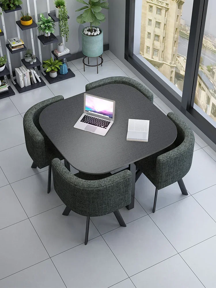 Simple reception table chair combination negotiation store meeting chair office casual small round dining table mesas redondas