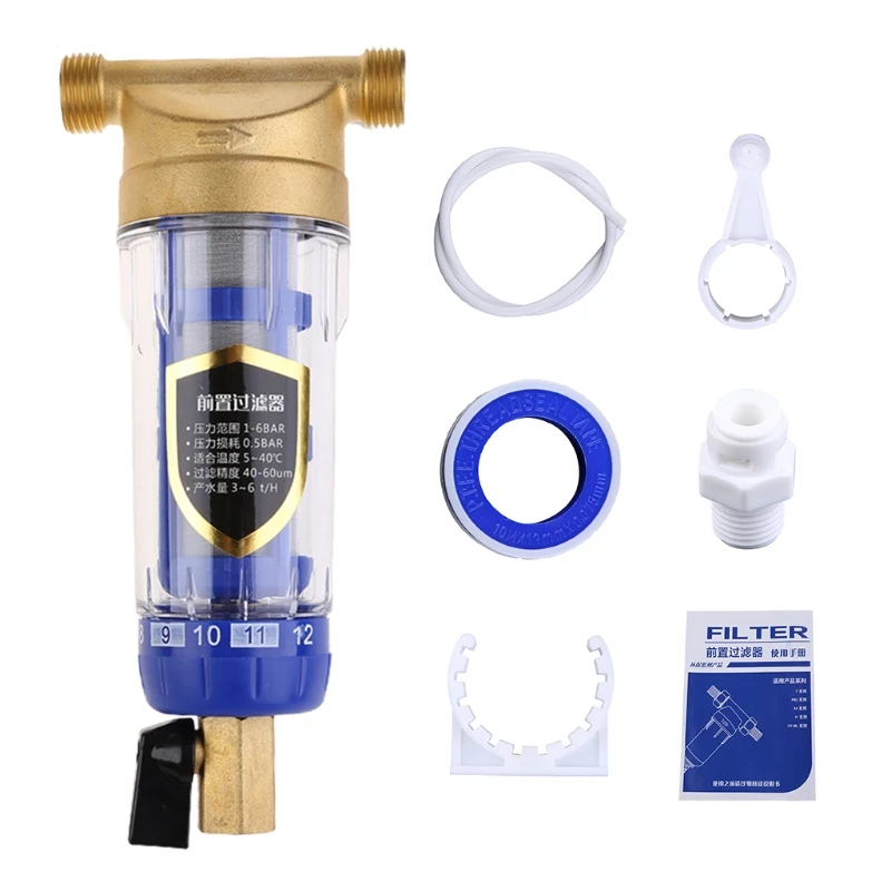 Backwash Water Filters Spin Down Sediment Water Filter Inline Prefilter for Municipal Tap Water and RV Easy to Use Dropship