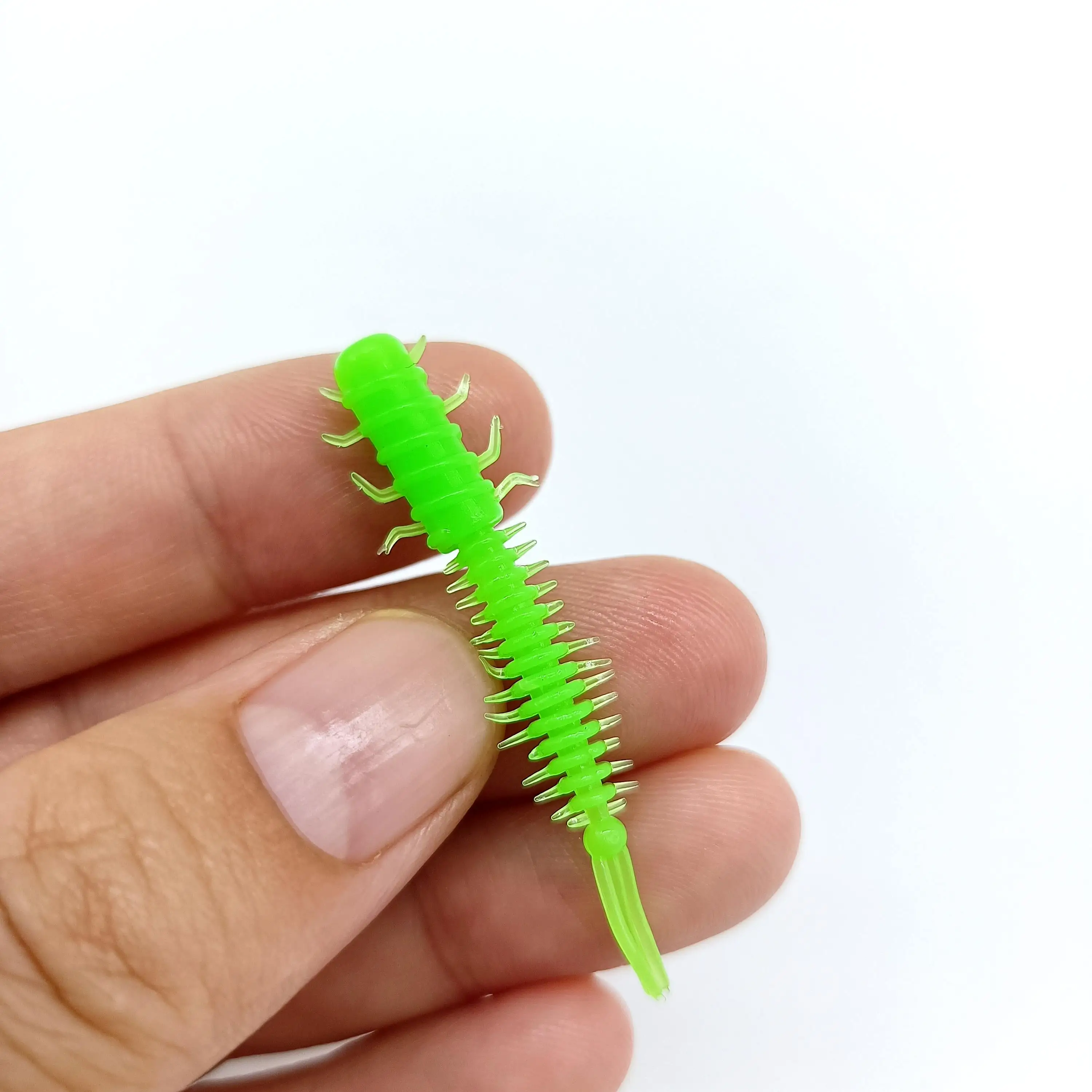 DUODUOYU 10 Stück Wurmköder, Mini-Weichköder, 45 mm, 0,4 g, weicher Silikonköder, künstliche Larve-Gummiköder, Wobbler, Bass-Angelköder – Detail 4