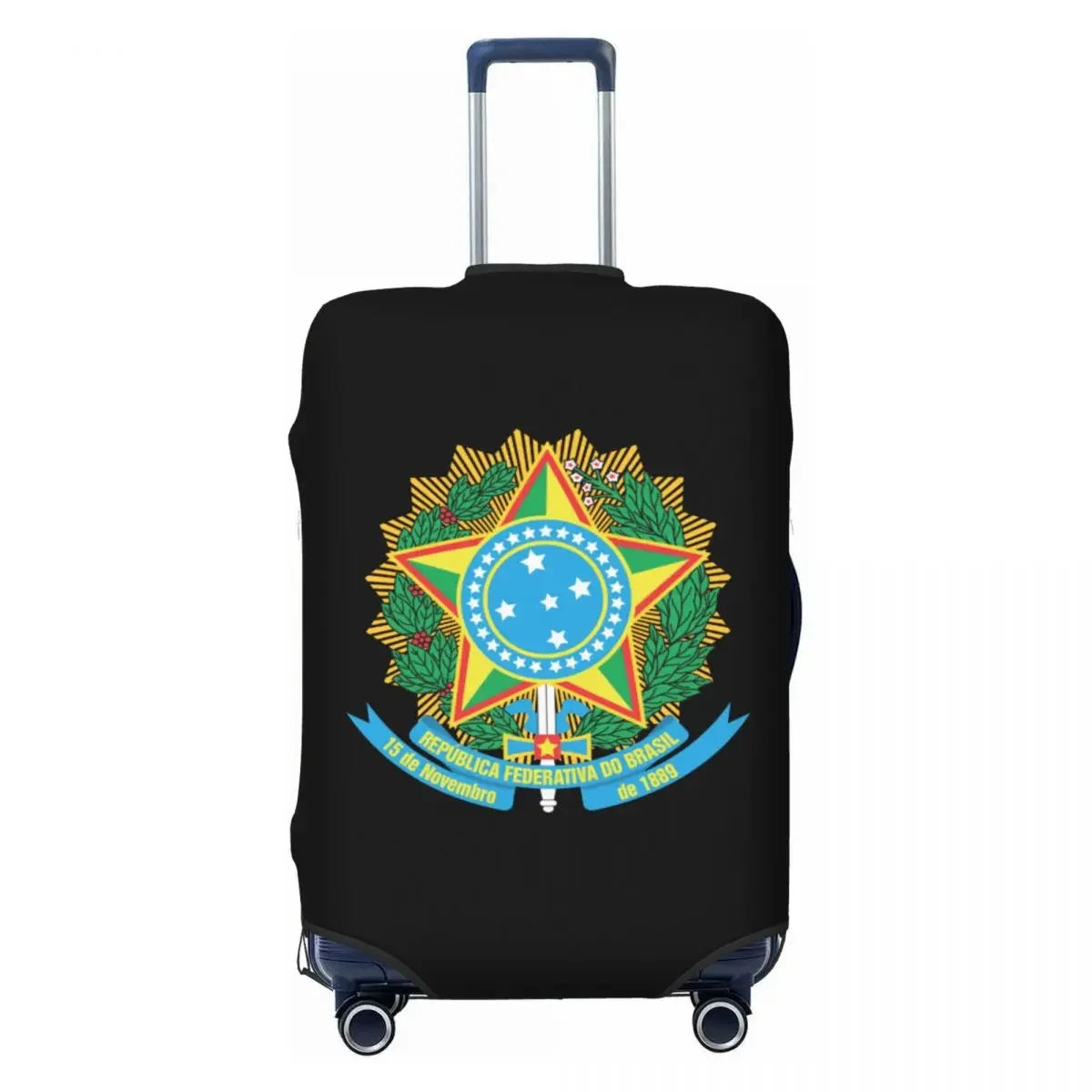 Custom Brazil National Emblem Luggage Cover Protector Brazilian Map And Flag Travel Suitcase Protective Cover for 18-32 Inch