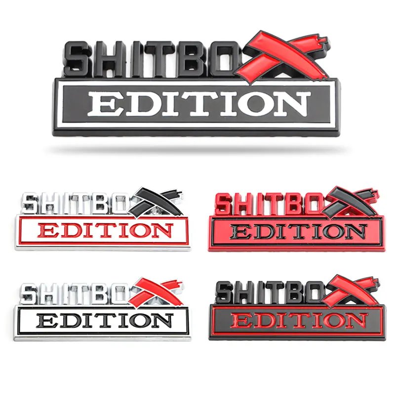 Car Sticker SHITBOX Edition Badge Matel Emblem Front Hood Grille for BMW Audi Volvo Toyota Seat Ford Geely Nissan Mazda Skoda