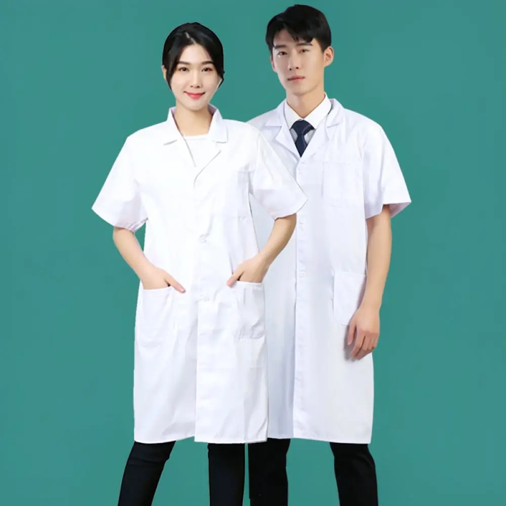Comfortable Unisex Lab Coat Protective Clothing Breathable Cotton Blend Uniform For Food Processing Medical School Experiment