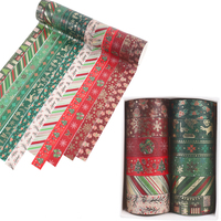 12pcs/box Christmas Washi Tapes Wrapping Duct Tape For Christmas Scrapbook DIY Craft Gift, Planners, Gift Wrapping