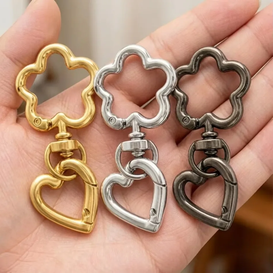 2-50 PCS Flower-Shaped Metal Keychain: Rotating Clasp Key Ring Round Carabiner Clip O-Type Spring Hook. Suitable for handbag