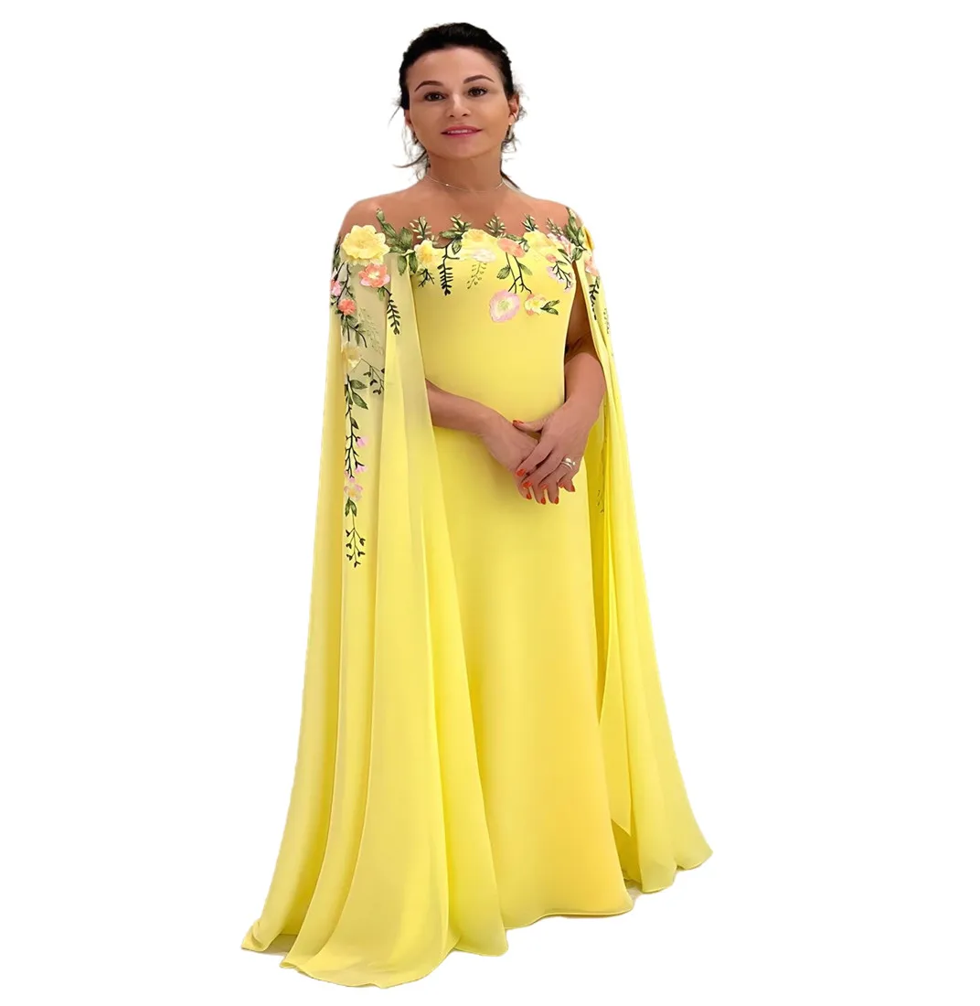 Vestidos de baile amarelo reto, renda, chiffon, festa à noite, segunda recepção, aniversário, vestidos de noivado, ZJ43, 2024