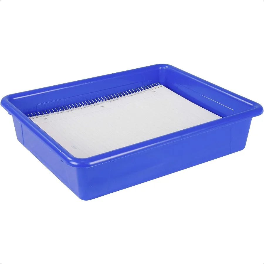 صندوق منظم صينية تخزين مسطحة بحجم حرف Storex للفصل الدراسي والمكتب والمنزل أزرق 5 عبوات 62517A05C 10 × 13 × 3 بوصة