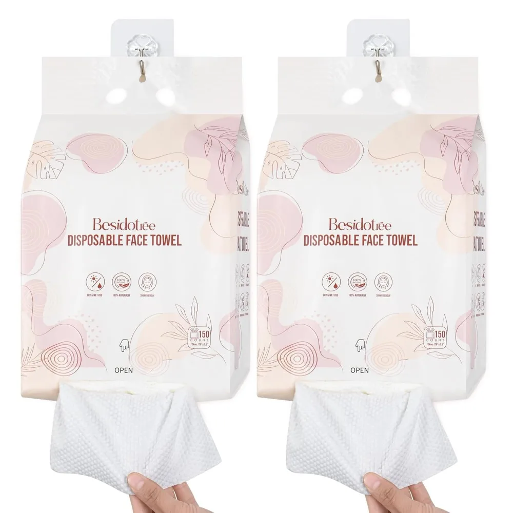 

300 Thick Disposable Face Towels Over Door or Wall Mount Multiuse for Skincare Makeup Removal