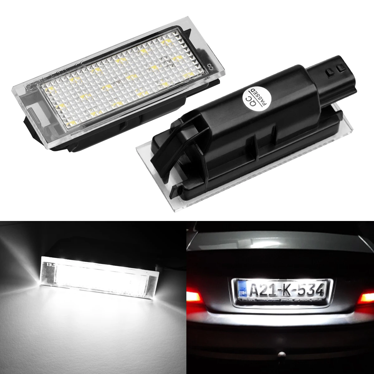2Pcs Canbus LED Number License Plate Light For Renault Laguna Master Megane Trafic MK3