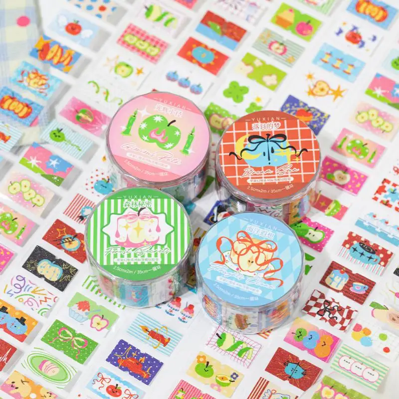 1 Roll New Cartoon Apple Fantasy Series Die Cut Label Stickers Diy Scrapbook Decoration Diary Junk Journal Aesthetic Stickers
