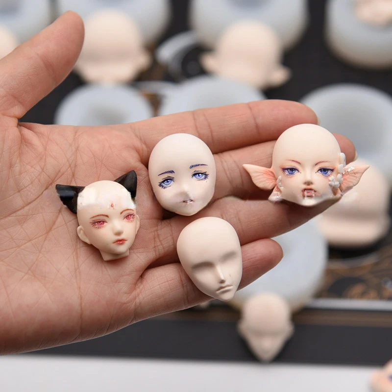 Homemade Ultra Light Clay Doll Face Mold Silicone Doll Head Modeling Craft Supplies DIY Ceramic Cartoon Character Face Tools