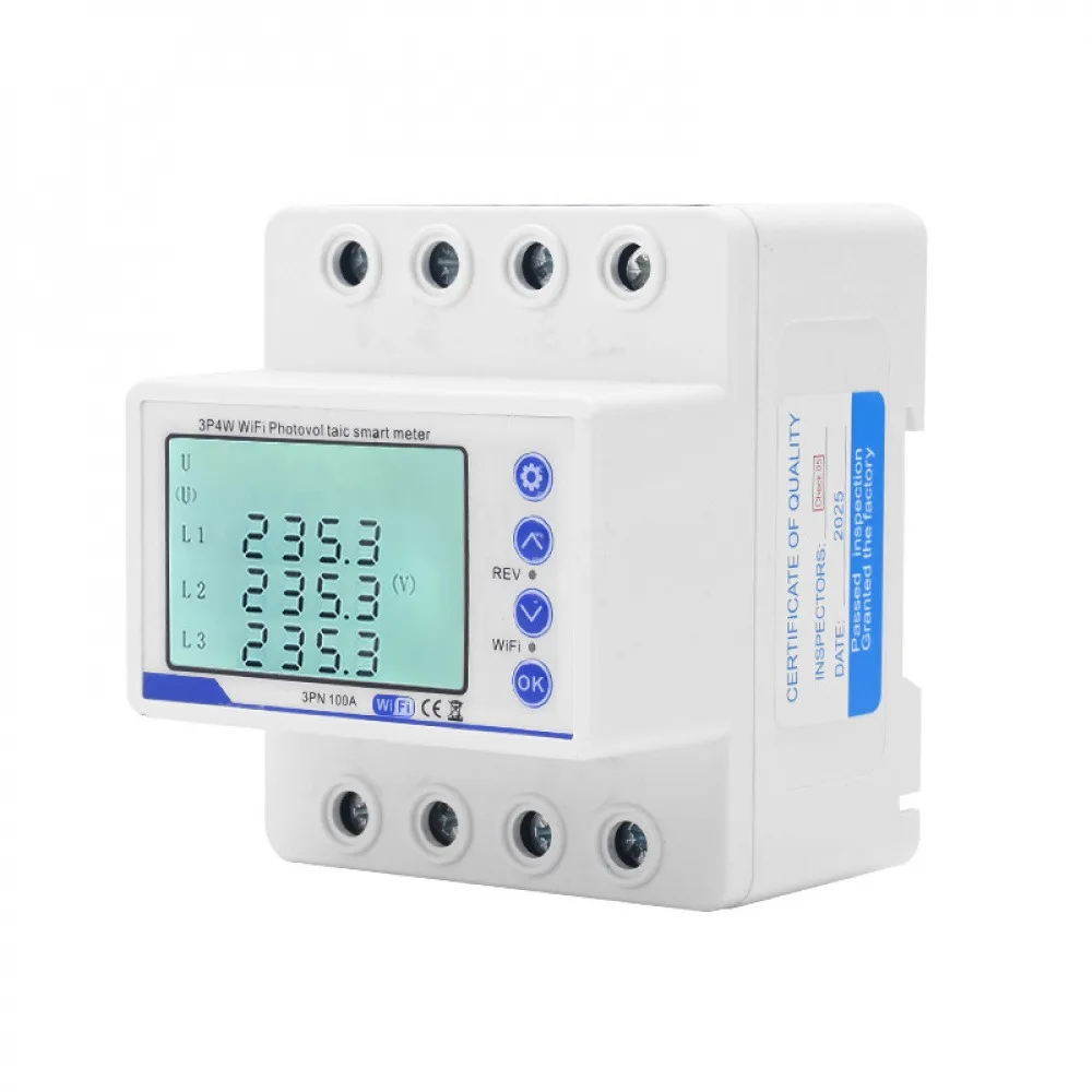 3 Phase 380V 100A Tuya WiFi Smart Bi-Directional Energy Power kWh Meter Over Under Voltage Protector Current Limit Relay Switch