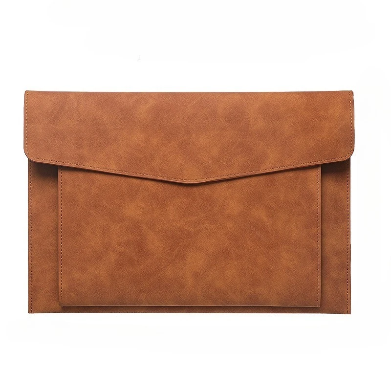 A4 Leather Folder Storage Bag with Large Capacity and Double-layer Notebook Briefcase for Office Contracts Protection Cover