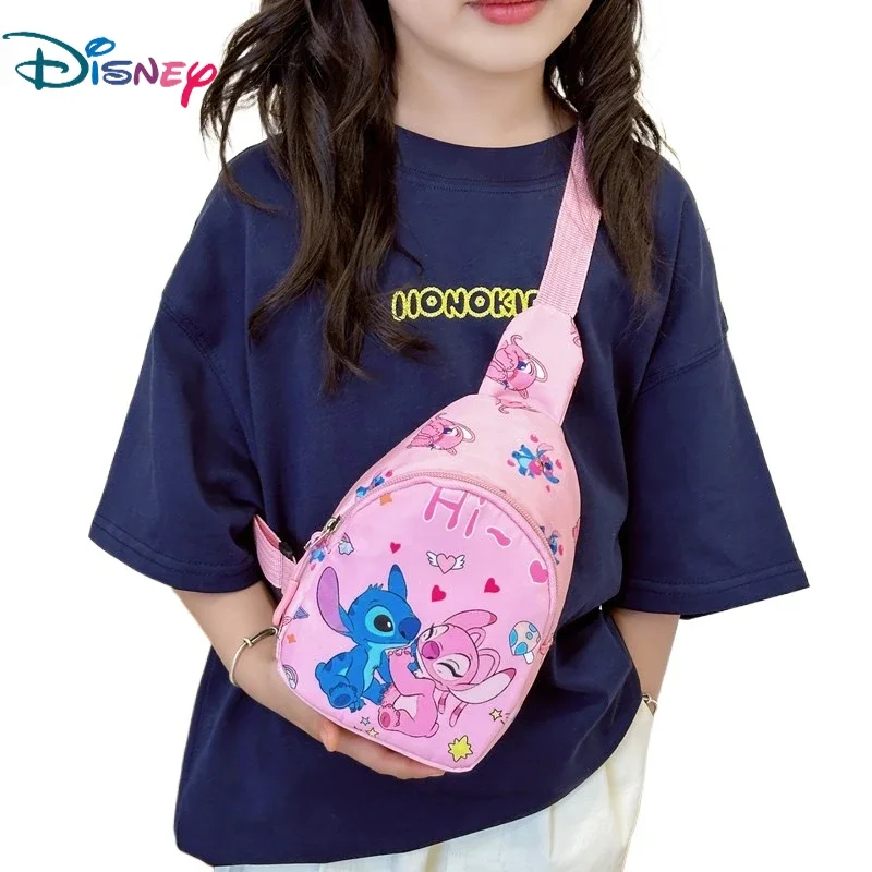 

Disney Stitch Portable Chest Bag Purse Girls Kindergarten Schoolbag Cartoon Light Shoulder Backpack Handbag Children's Gift