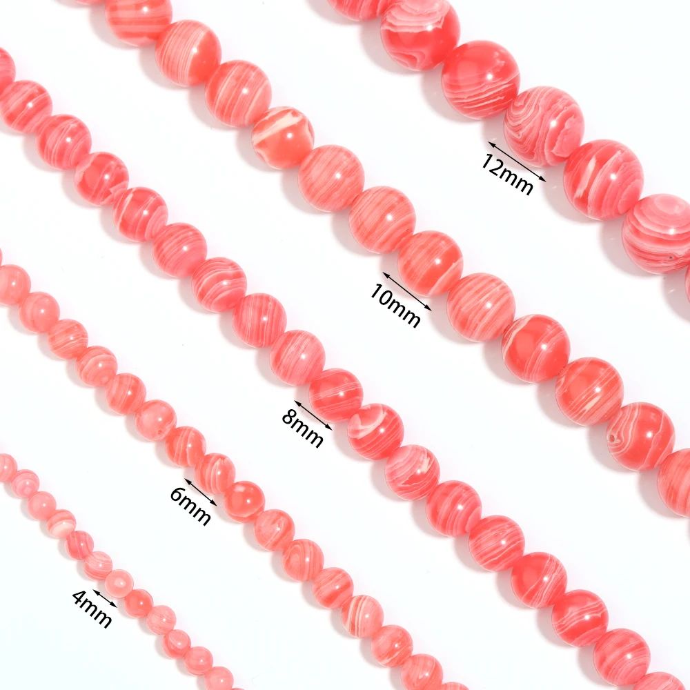 1 Strand Natural Stone Beads Red Stripe Synthetic Agate Round Polished Loose Beads For Jewelry Making DIY Bracelet 4/6/8/10/12mm