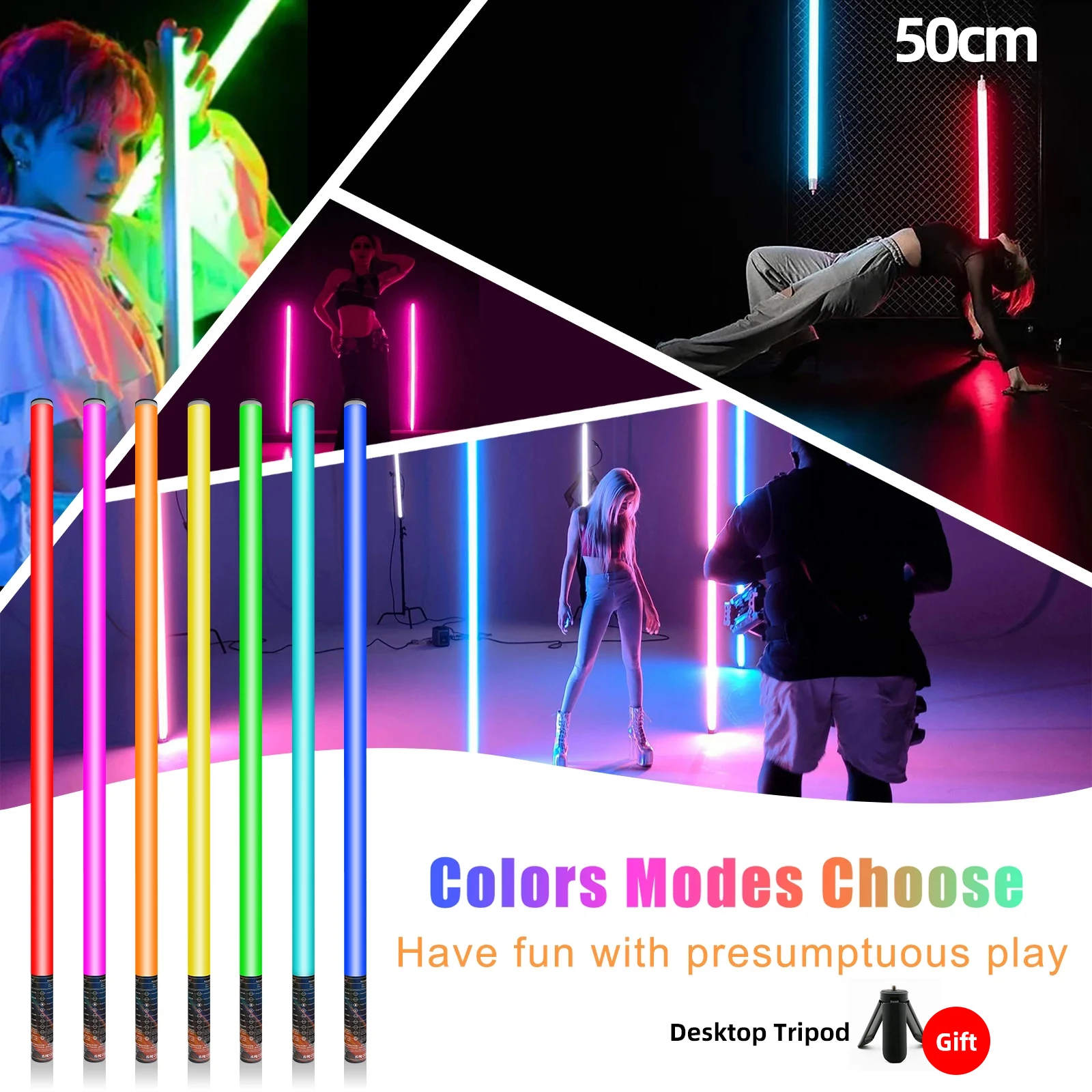 

LUXCEO Mood1 50cm Handheld RGB Colorful Stick Light Stick Photography Lighting Atmosphere Video Lights Wand for Studio Party Bar