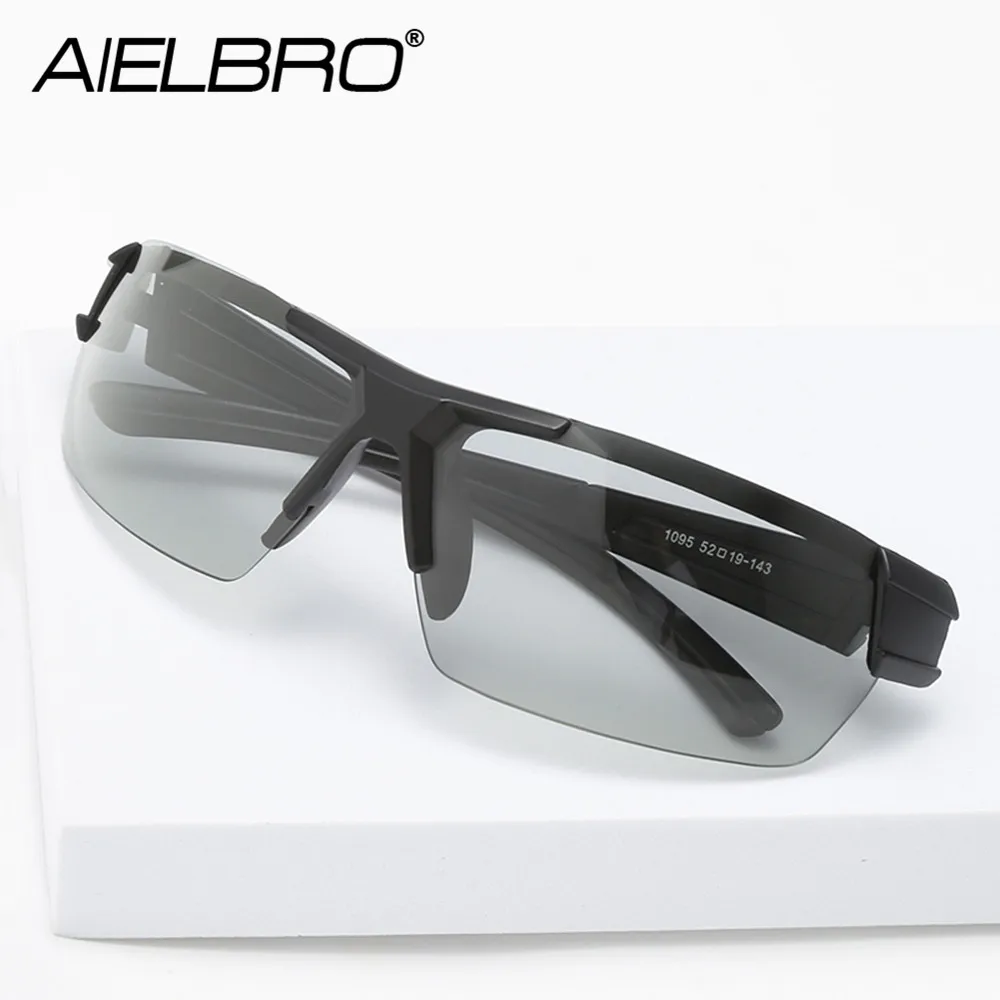 AIELBRO Carbon Fiber Frame Sunglasses for Men Polarized Cycling Glasses Photochromic Glasses Sports Lenses Men\'s Sports Glasses