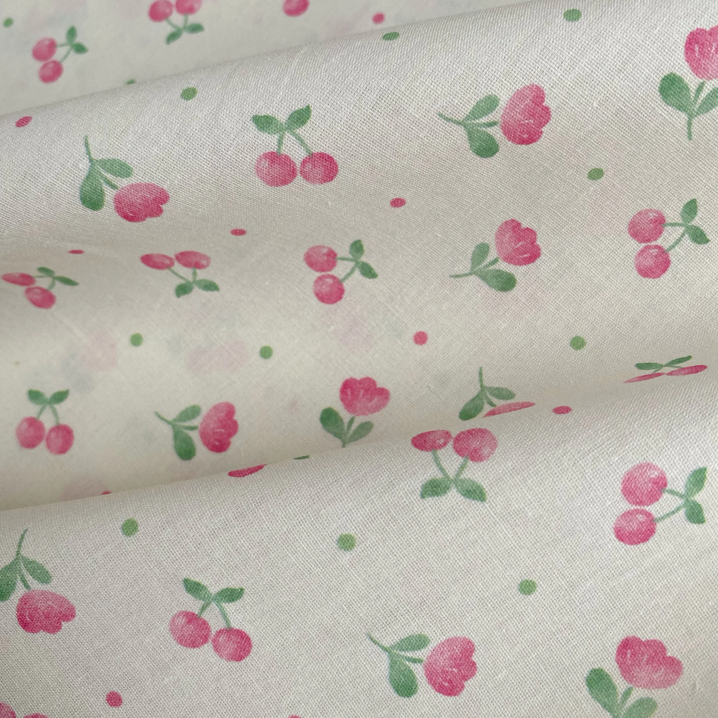100x145 Pink Rose Fabric Cotton Thin Cloth Pastoral Small Floral Cherry Bow DIY Material Doll Pet Clothes dress Hair Ring Cloth
