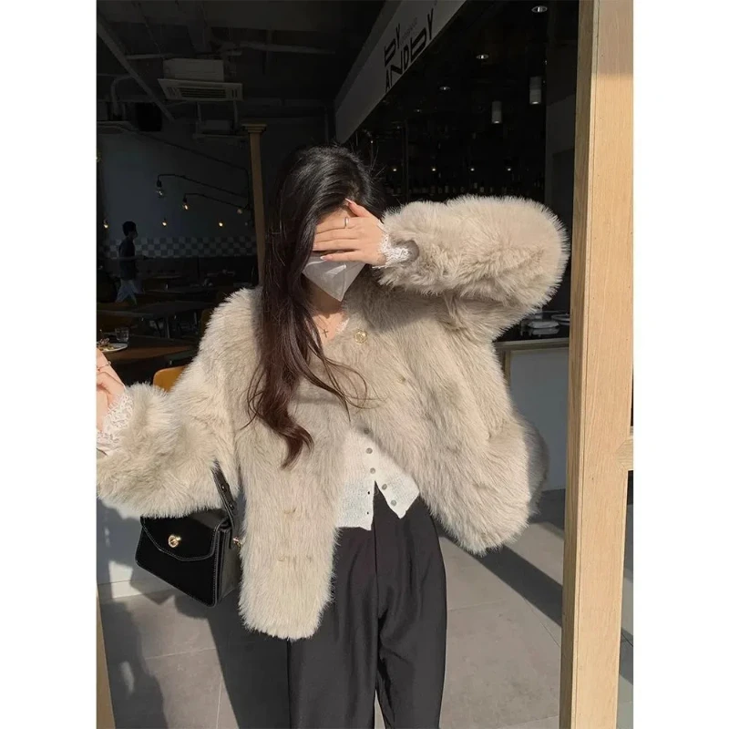 Environmentally Friendly Faux Fur Coat for Women in Autumn and Winter Loose and Fashionable Plush Toka Short Style Fur Jackets