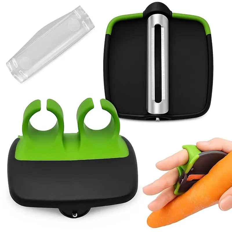 Stainless Steel Handheld Vegetable Peeler Rubber Finger Grip Quick Easy Comfortable Palm Peeler Slicer Kitchen Tool Helper