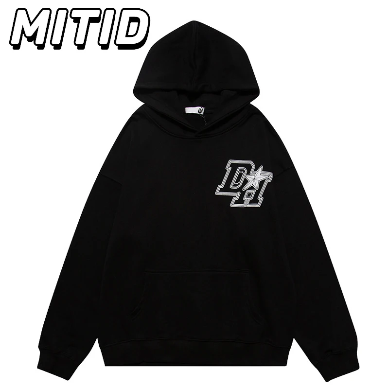 

Spring Autumn Streetwear Hoodies Men Casual Loose Fashion High Street Pullover Letters Print Hip Hop Vintage Y2k Sweatshirts