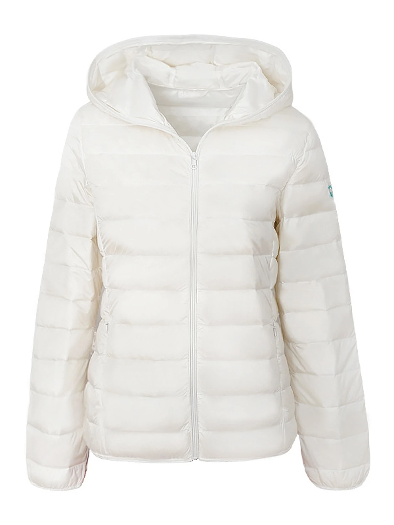 سترة نسائية للخريف والشتاء بسيطة بلون سادة وأكمام طويلة مع قلنسوة وسحاب كاجوال