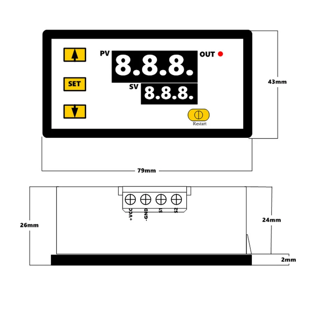 Controlador de Temperatura Digital, Termostato, Regulador, Aquecimento, Arrefecimento, Sensor, W3230, 12V, 24V, 220V