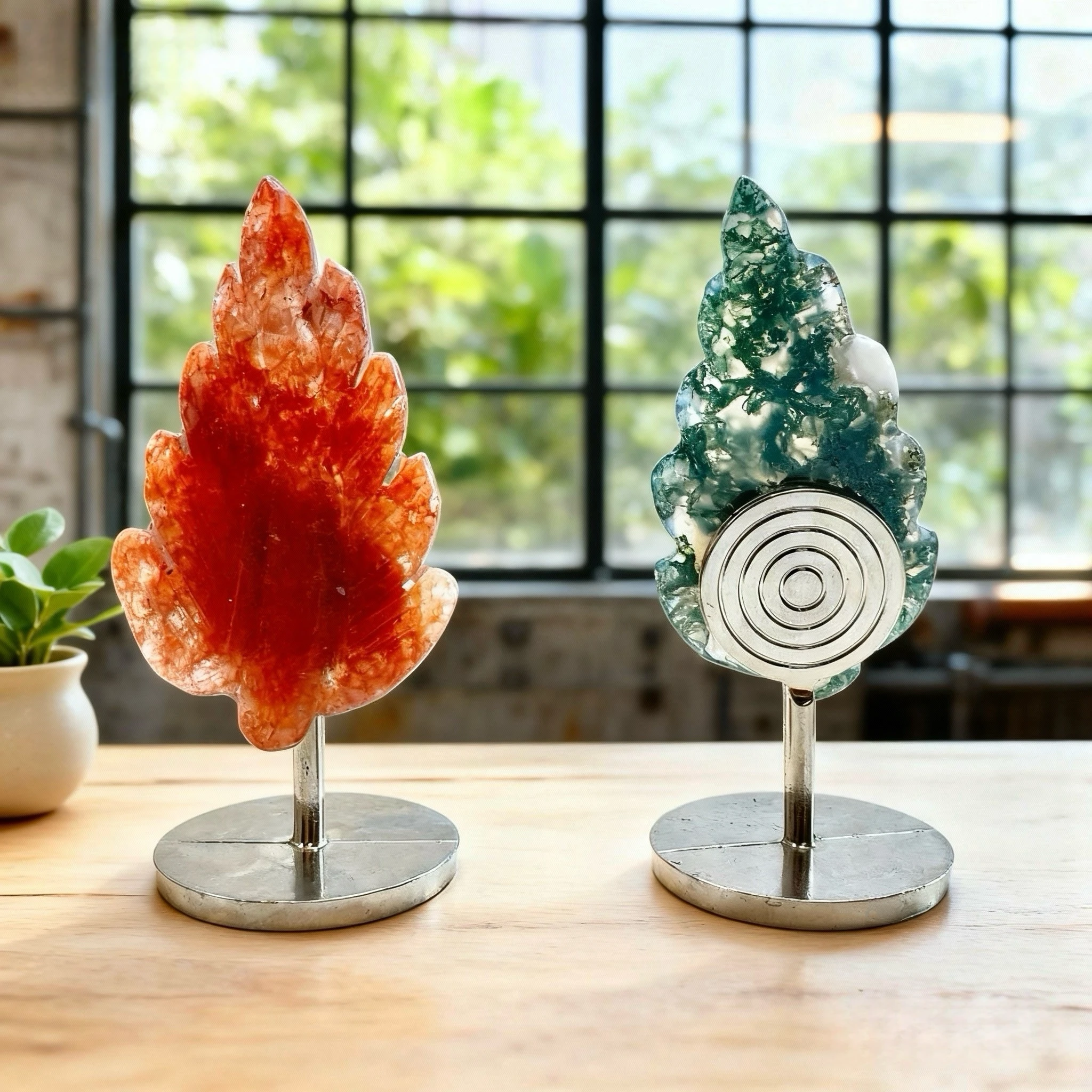 1PC Natural Crystal Mixed Material Leaves Carving Craft Home Office Desktop Wealth Decor Christmas Valentine Day Birthday Gift