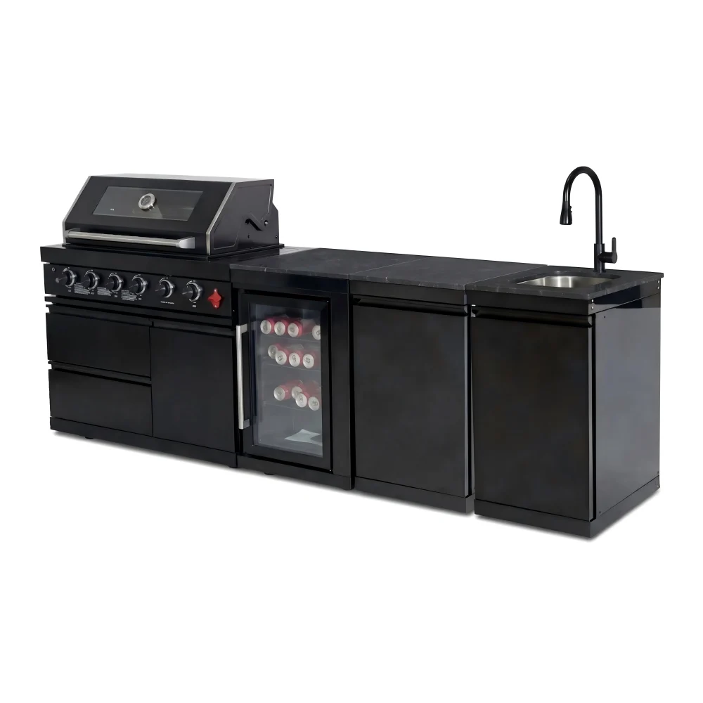 Premium Quality Custom Camping Modular Outdoor Kitchen Stainless Steel Black Outdoor Grill Bbq Kitchen Grill Island Wtih Sink