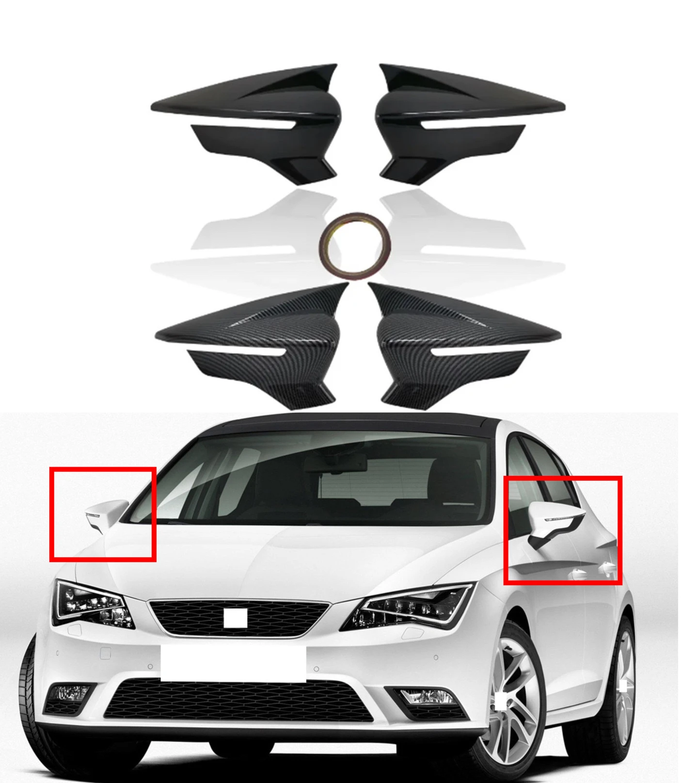 

Rearview Side Mirror Cover For SEAT LEON MK3 5F 2013-2019 IBIZA MK5 2017-2020 Wing Cap Exterior Door Rear View Case Trim Sticker