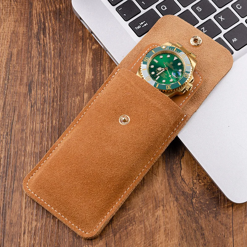 Genuine Soft Leather Watch Storage Bag Frosted Surface Travel Busin Outdoor Portable Protection Bag for Wristwatches