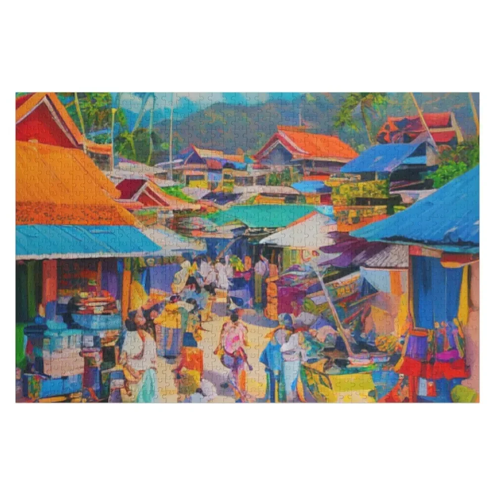 

The Liveliness of the Coastal Village - Thriving Life in the Sunshine Jigsaw Puzzle Name Wooden Toy Woodens For Adults Puzzle