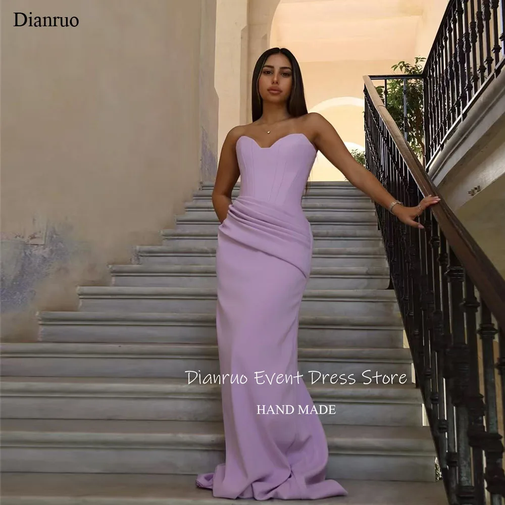 فساتين سهرة Dianruo حورية البحر على شكل قلب طويلة من الساتان فيستدو دي غالا فام الحد الأدنى المكشكش Abiti Da Cerimonia مخصصة