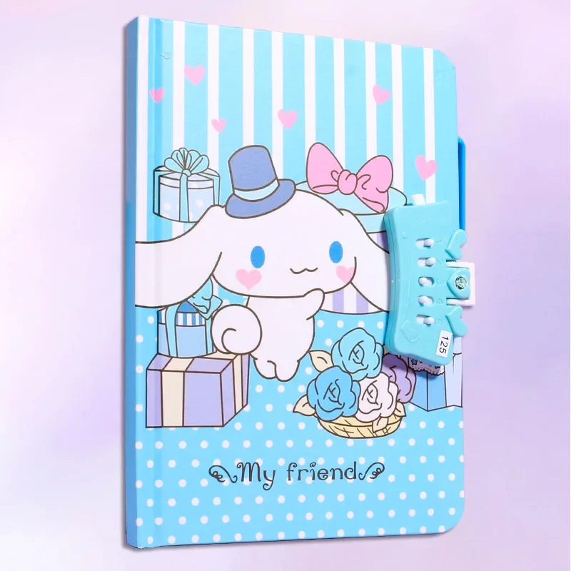 Kawaii Sanrio Kuromi Notebook Set with Password Lock Cartoon My Melody Cinnamoroll Writing Book Cute Journal for Birthday Gifts