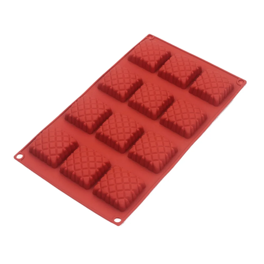 

New Arrival 12 Hole Square Silicone Diamond Pattern Chocolate Mold DIY Jelly Macaron Mould Waffle Cookies Cake Baking Tools