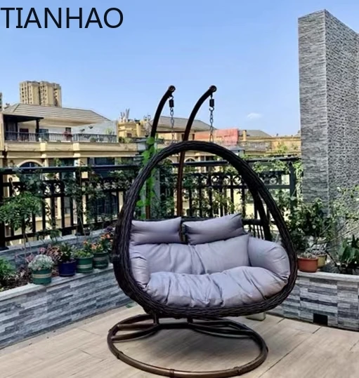 Hot Sell Rattan Bird's Nest Nordic Basket Chair Indoor Balcony Hanging Chair  Swing Rattan Egg Chair