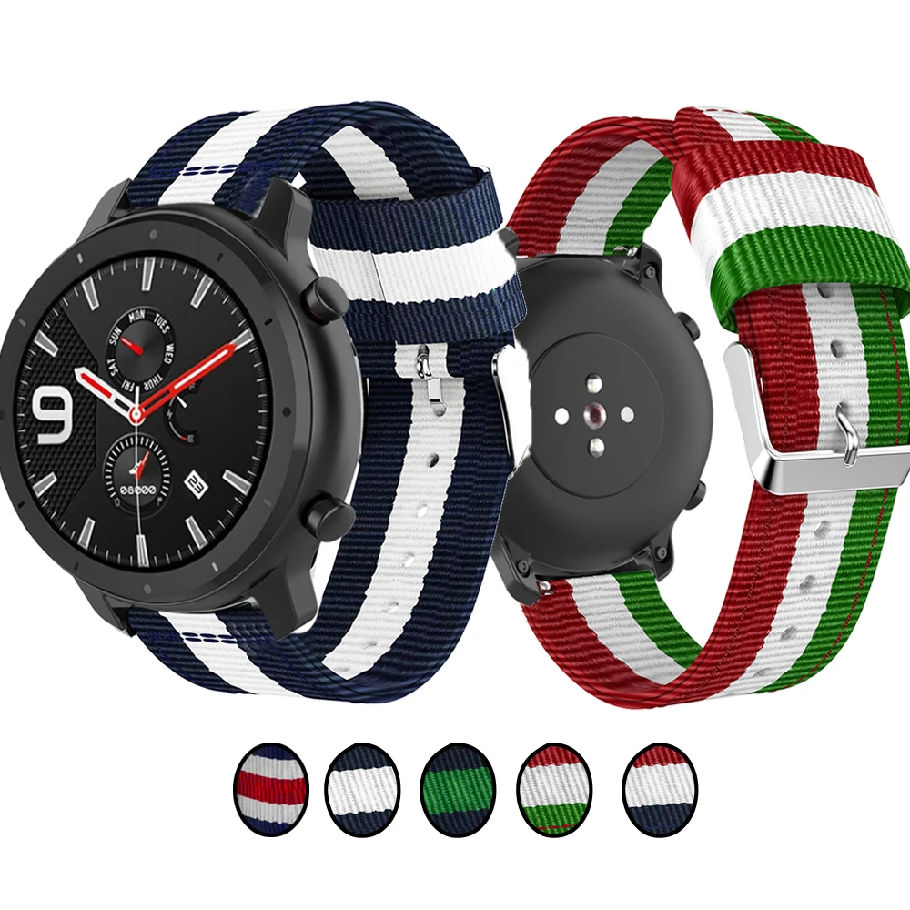 22mm Nylon Strap For Huami Amazfit GTR 47mm / GTR 2e Watchband For Huami Amazfit stratos 2 / 2S /3 Adjustable Wristband