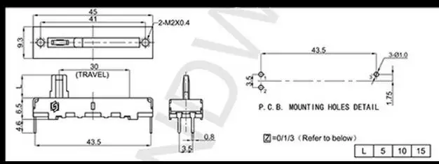 [BELLA] 4.5cm 45mm straight slip potentiometer single B50K axis length 20MM sliding volume potentiometer 30MM stroke--10PCS/LOT