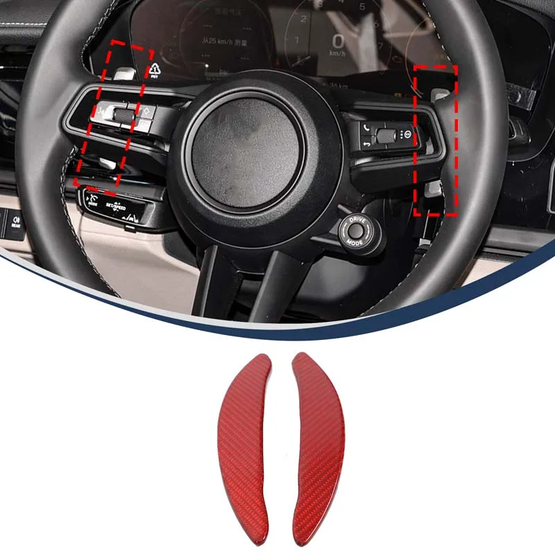 2 قطعة مجموعة ألياف الكربون الحقيقية لبورشه تايكان باناميرا ماكان 911 922 2021 + عجلة توجيه سيارة التحول المجاذيف اكسسوارات السيارات