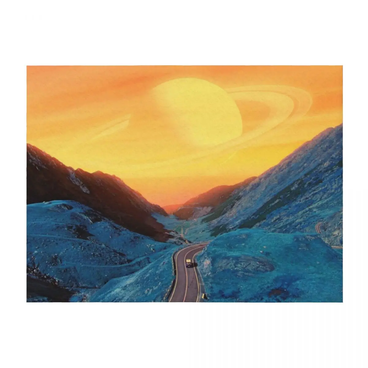 

Blue Mountain with Yellow Sky Throw Blanket Luxury St Vintage christmas decoration Hair Blankets