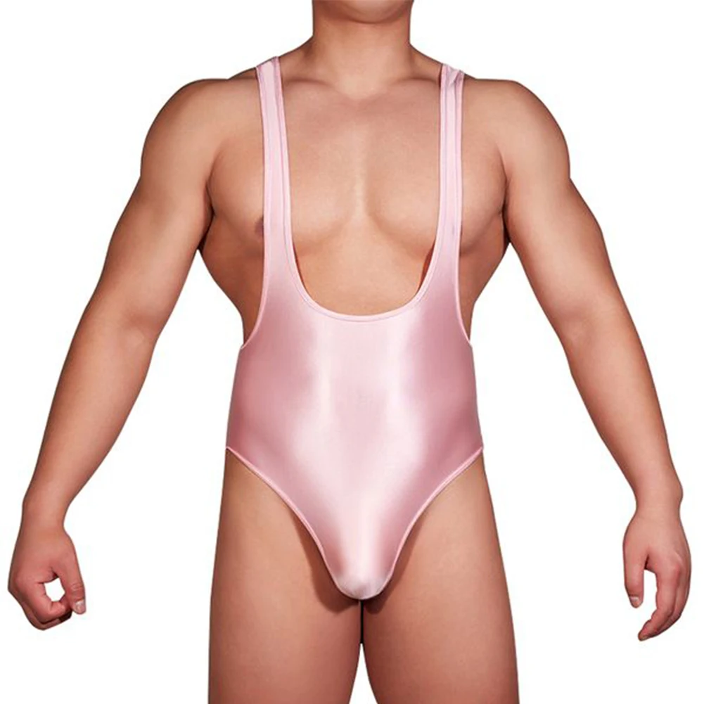 

Sexy Mens Backless Thong Leotard Shiny Oil Glossy Bodysuit Erotic Underwear High Elastic Jumpsuit Swimwear Seductive Underwear