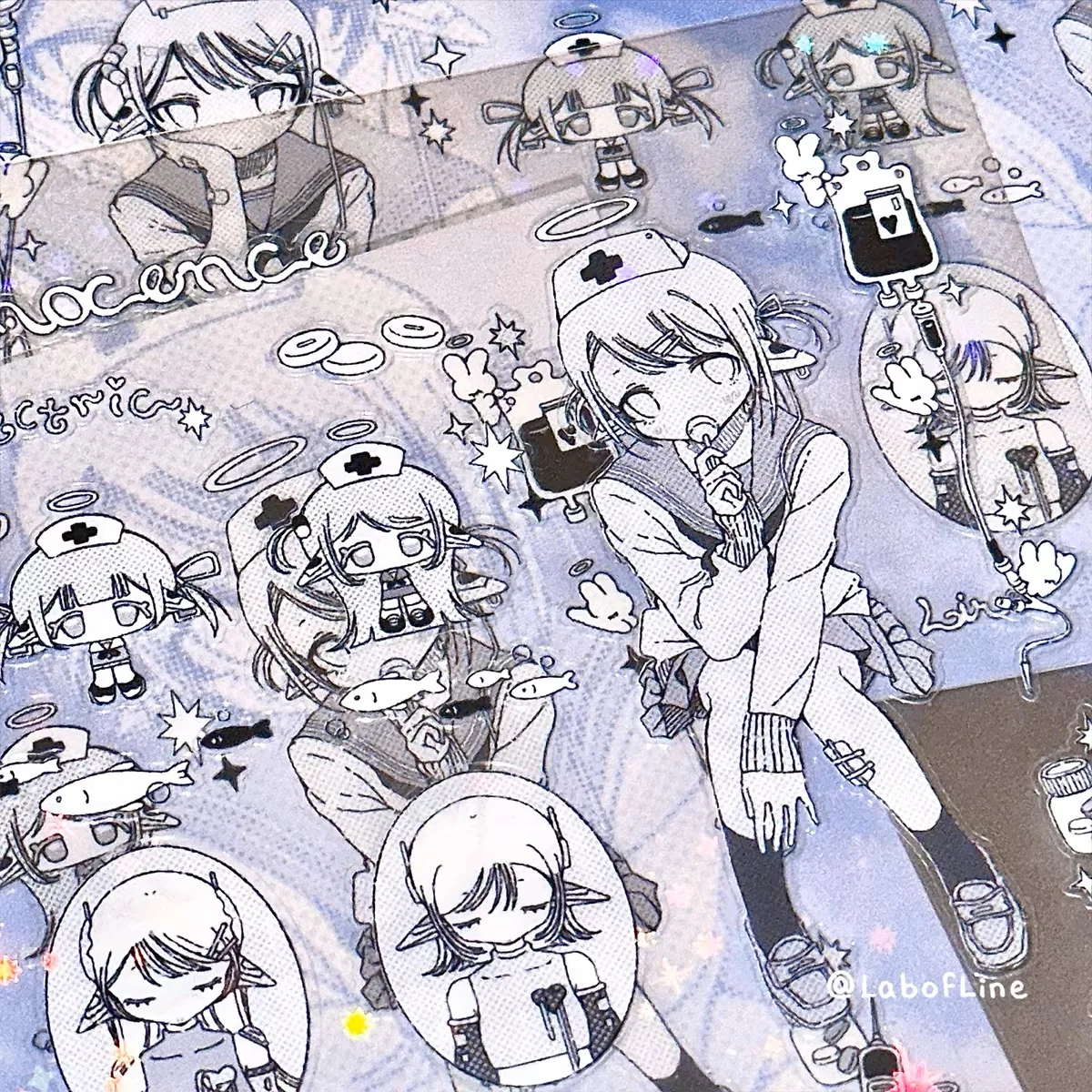 

Diagnosis treatment angel black nurse healing decoration sticker