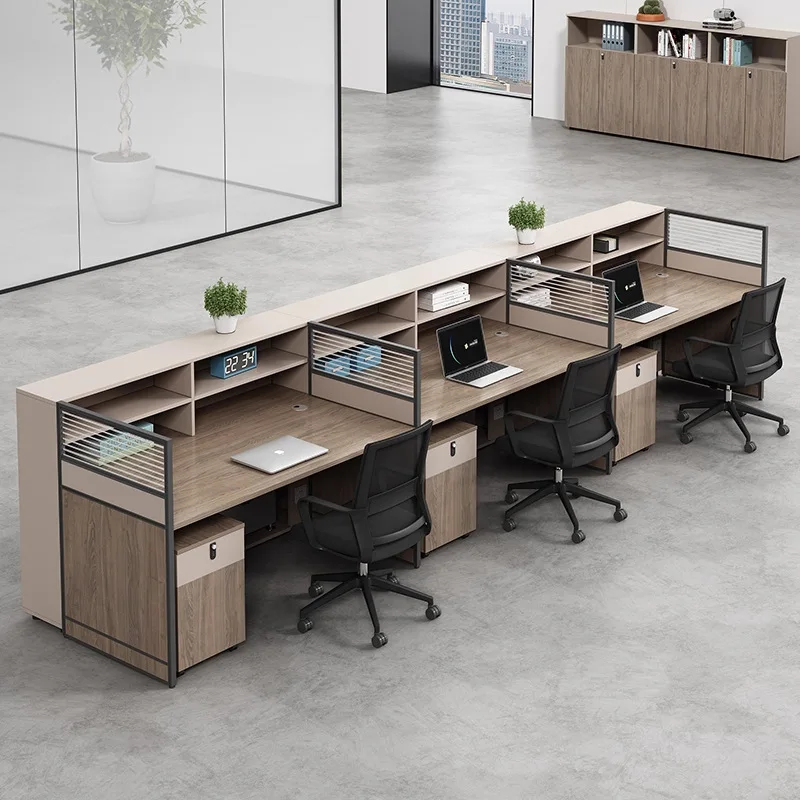 Desk staff desk and chair combination modern simple table screen 4/6 people computer office booth